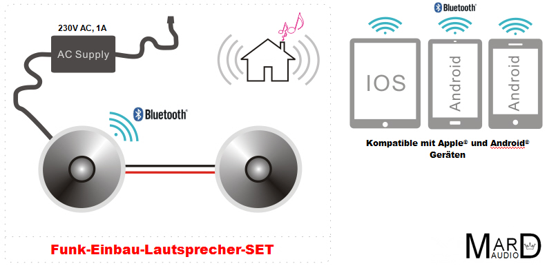 DAN-VAST-175 wireless Funk-Einbaulautsprecher Bluetooth