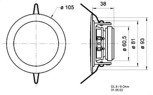 DL 8_ 8 Ohm HiFi-Deckeneinbaulautsprecher