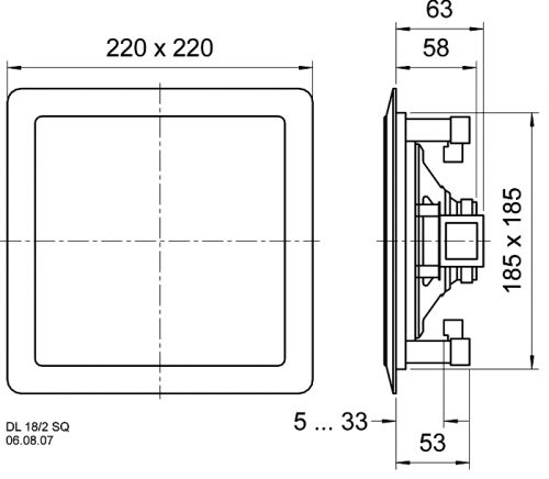 DL 18/2 SQ 8 OHM/100V 2-Wege Einbaulautsprecher