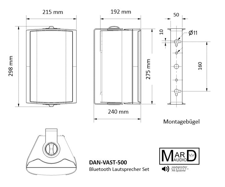 DAN-VAST-500 Bluetooth Wand Lautsprecher Boxen Set
