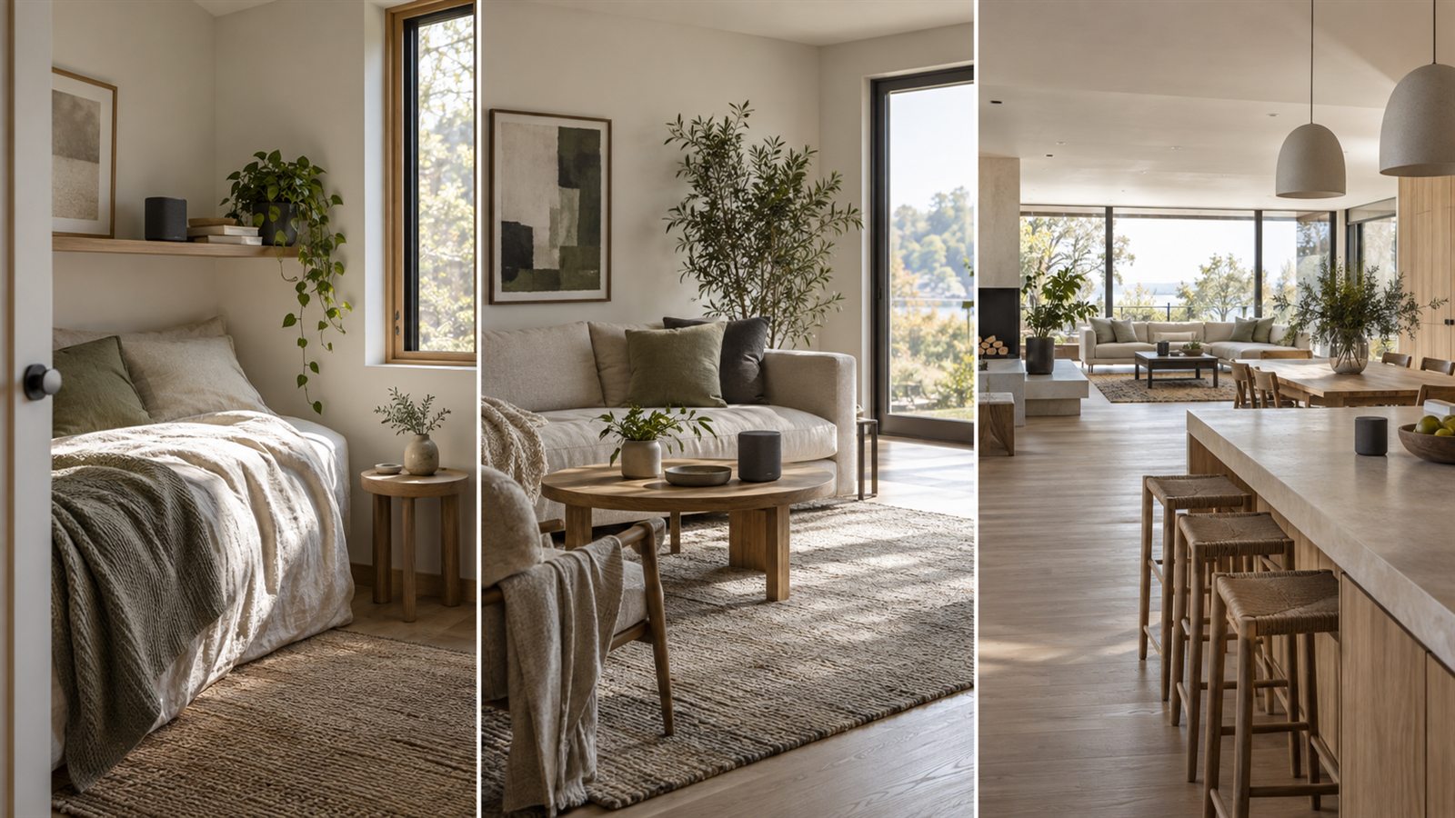 WLAN-Deckenlautsprecher dezent in ein modernes Wohnzimmer integriert