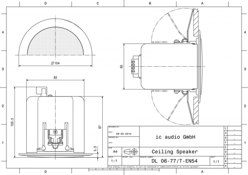 DL 06-77/T-EN54 Einbaulautsprecher 100V