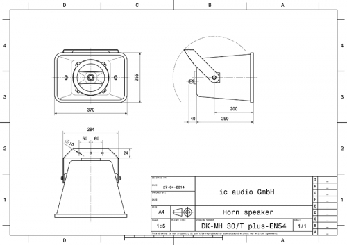 2-Wege-System Musikhorn 100V, zertifiziert nach EN 54-24