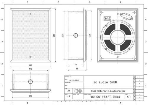 WU 06-165/T-EN54 Wand-Unterputzlautsprecher 100V, EN 54-24 zerti