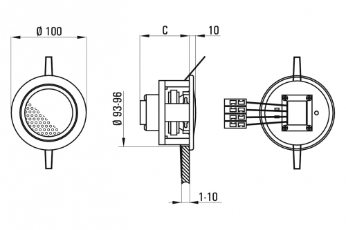 UP 6 kleiner Deckeneinbaulautsprecher aus Kunststoff