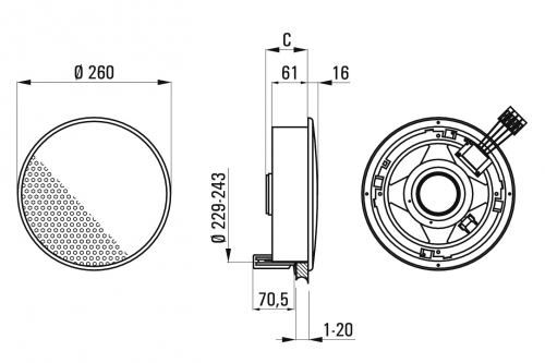 UP 22-4 Großer Kunststoff-Deckeneinbaulautsprecher 10W, 4Ohm