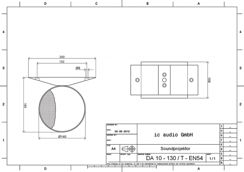 Aluminium Soundprojektor, 10 Watt, 100 Volt, zertifiziert gemäß