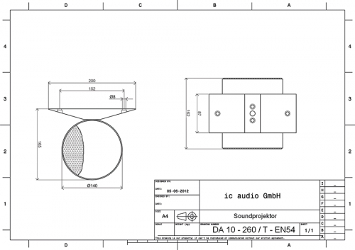 Aluminium Soundprojektor, 10 Watt, 100 Volt, zertifiziert gemäß