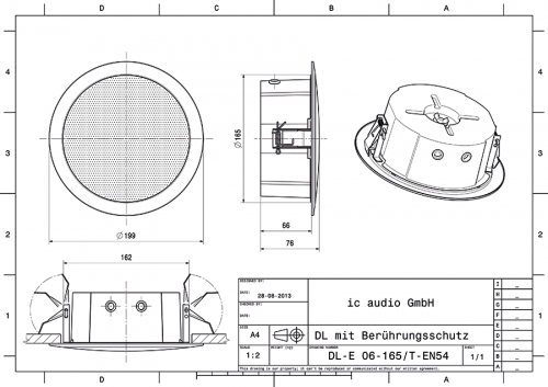 DL-E 06-165/T-EN54 safe Deckeneinbaulautsprecher, 6 Watt, 100 Vo