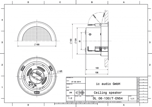 DL 06-130/T-EN54 Deckeneinbau-Lautsprecher EN 54-24