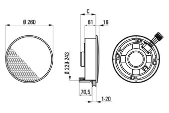 UP 26-8 Großer 2-Wege HiFi KunststoffDeckeneinbaulautsprecher 40W, 8Ohm