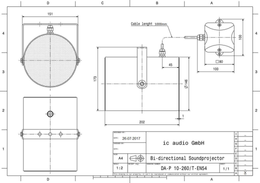 DA-P 10-260/T-EN54 Doppelt abstrahlender Lautsprecher 100V, 10W