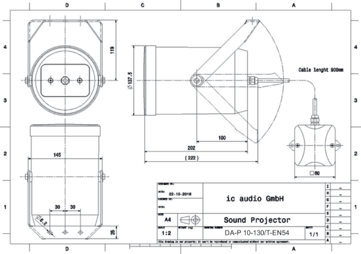 DA-P 10-130/T-EN54 Soundprojektor 100V , 10W