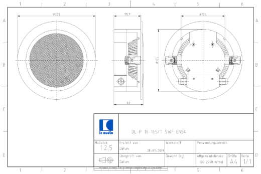 DL-P 10-165/T SWF-EN54 seewasserfester Deckenlautsprecher 100V, 10W