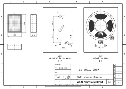 WA 10-165/T Metall-EN54 Wand-Aufbaulautsprecher 100V, 10W