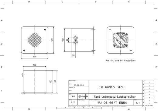 WU 06-66/T-EN54 Wand-Unterputzlautsprecher 100V, 6W