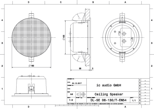 DL-SE 06-130/T-EN54 Deckenlautsprecher 100V , 6W