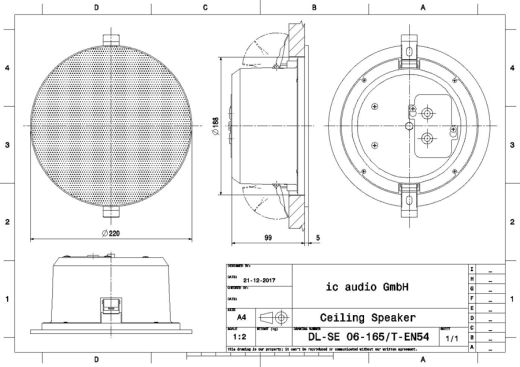 DL-SE 06-165/T-EN54 Deckenlautsprecher 100V, 6W