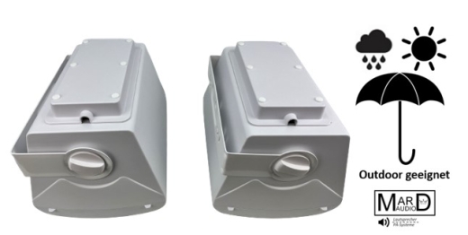 wetterfestes Multiroom WLAN + Bluetooth Lautsprecherboxen Set Farbe weiß für Indoor Outdoor Beschallung