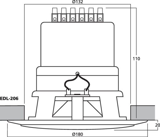 MONACOR EDL-206 – wetterfester 100V-Einbaulautsprecher, IP44