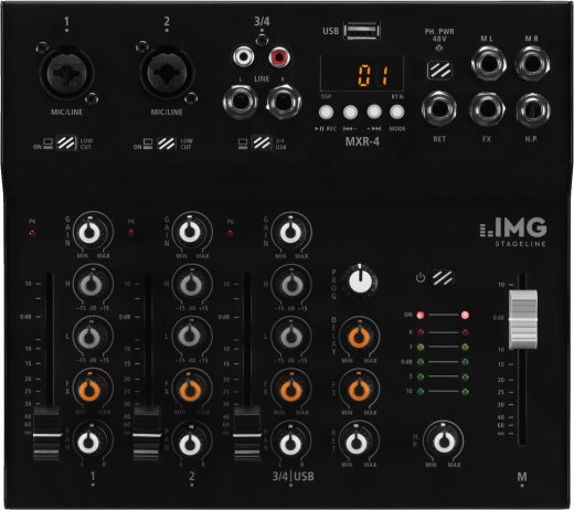 IMG STAGELINE MXR-4 – 4-Kanal-Mischpult mit USB und Bluetooth