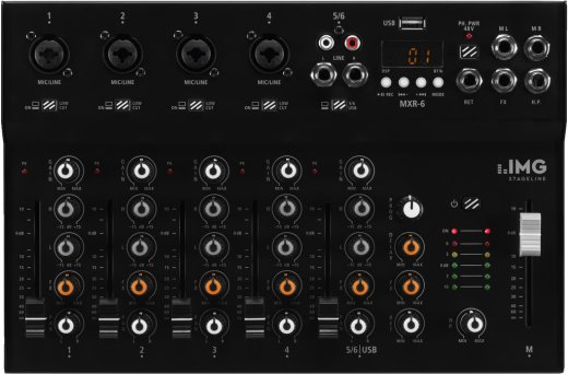 IMG STAGELINE MXR-6 – 6-Kanal-Mischpult mit USB und Bluetooth