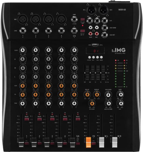 IMG STAGELINE MXR-60 – 6-Kanal-Mischpult mit USB und Bluetooth