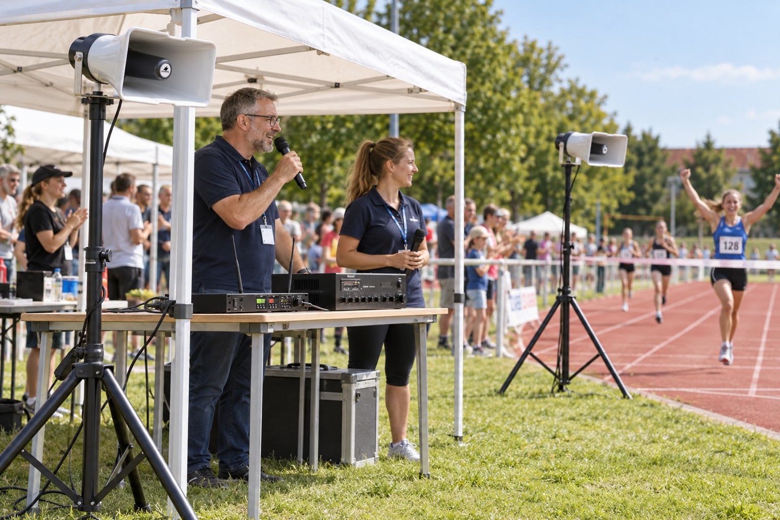 ELA-200 mobile 100-V-Durchsageanlage beim Leichtathletik-Sportfest