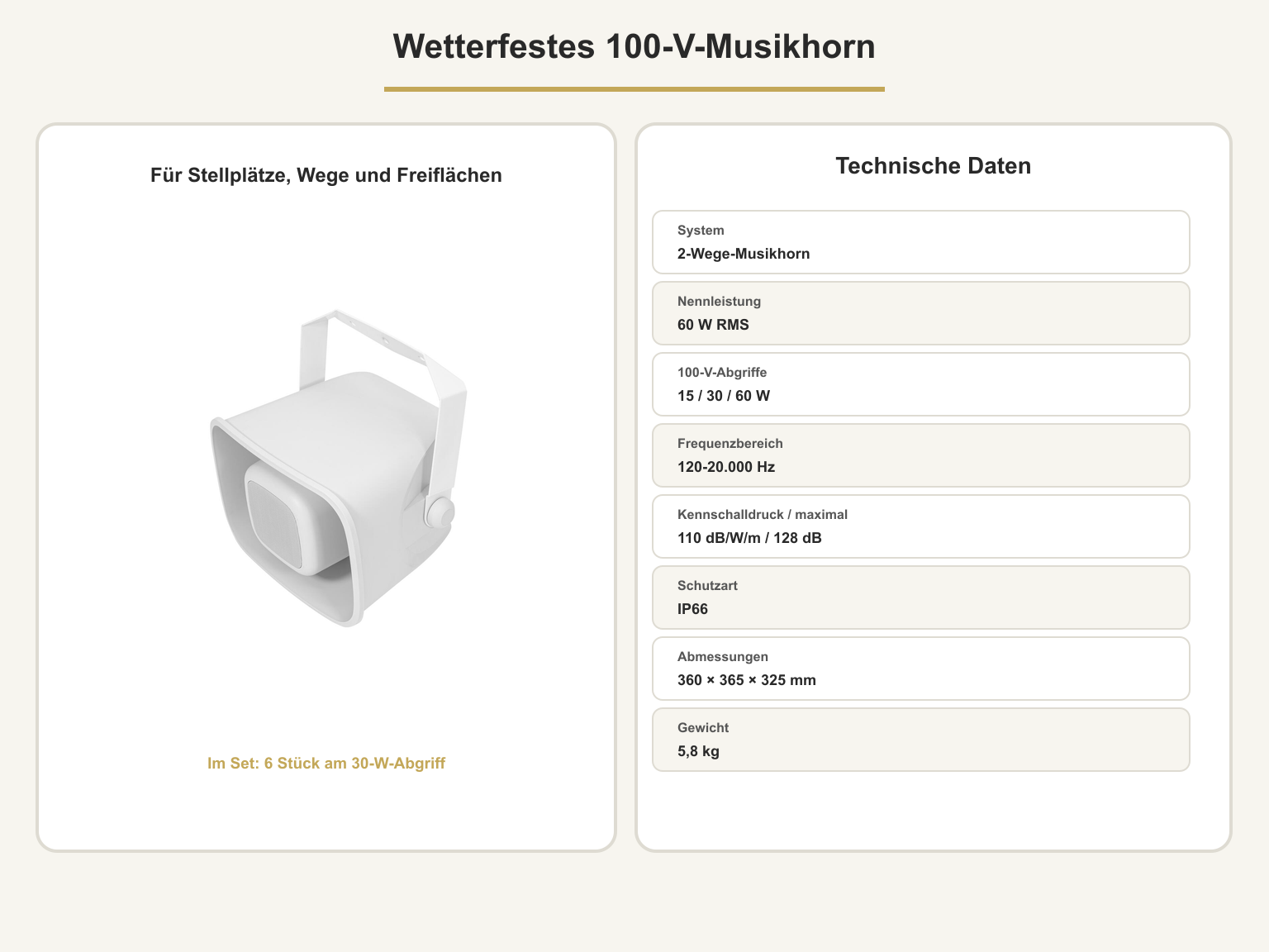 Produktansicht Campingplatz-Beschallung für sechs Zonen – 100-V-Lautsprecher-Set