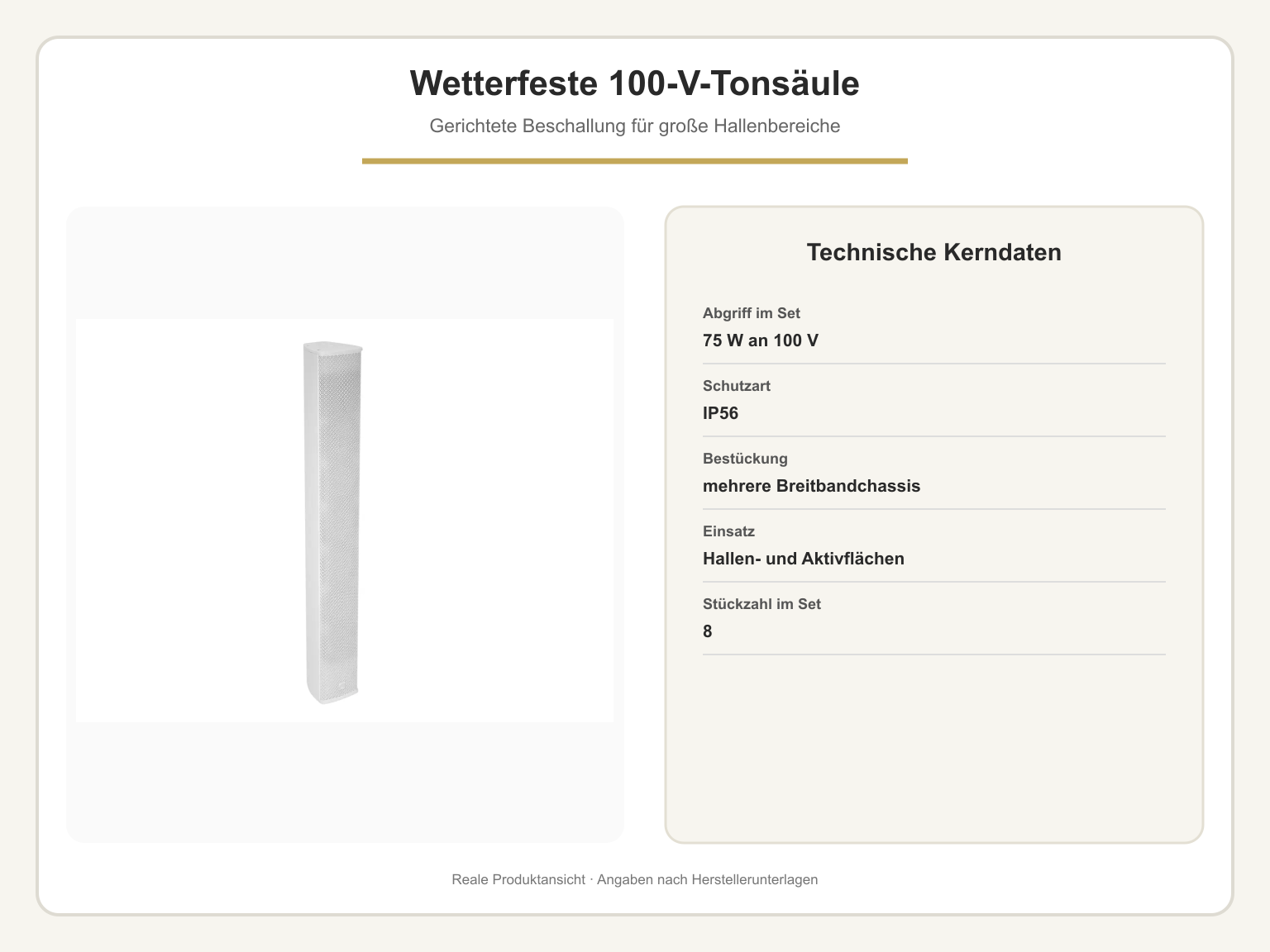 Produktansicht Trampolinpark-Beschallung mit vier Zonen – 100-V-Lautsprecher-Set