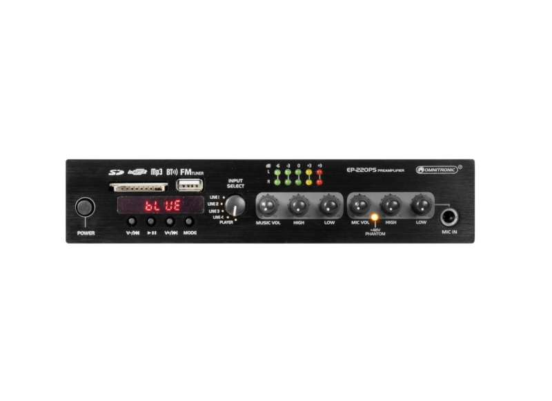 OMNITRONIC EP-220PS Vorverstärker mit MP3-Player, Bluetooth und FM-Radio 9.5