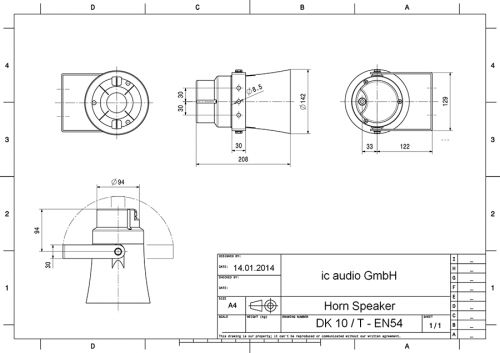 Druckkammerlautsprecher 100V, zertifiziert nach EN 54-24