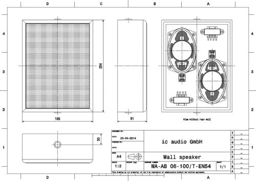 WA-AB 06-100/T-EN54 Wand-Aufbaulautsprecher 100V für A/B-Verkabe