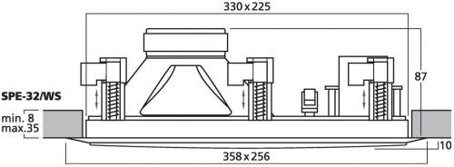 rechteckiger HiFi Einbaulautsprecher SPE-32/WS