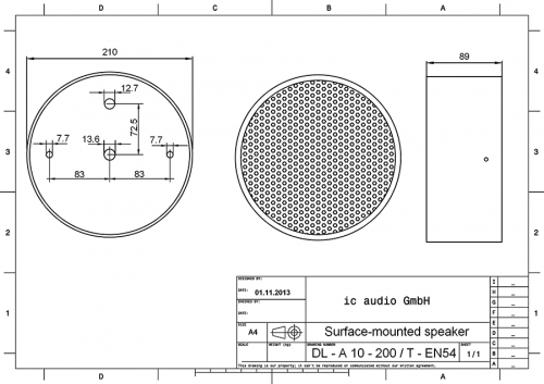 DL-A 10-200/T-EN54 Deckenaufbaulautsprecher 100V