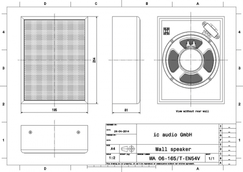 WA 06-165/T-EN54V 165mm Wand-Aufbau-Lautsprecher im Softline-Des