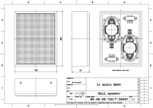 WA-AB 06-100/T-EN54V Ballwurfsicherer A/B-Linien-Wand-Aufbau-Lau