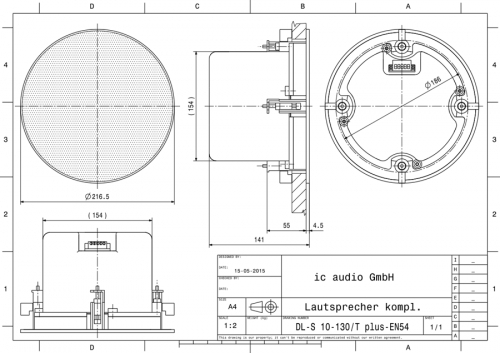DL-S 10-130/T plus-EN54 2-Wege-Deckeneinbau-Lautsprecher EN 54-2