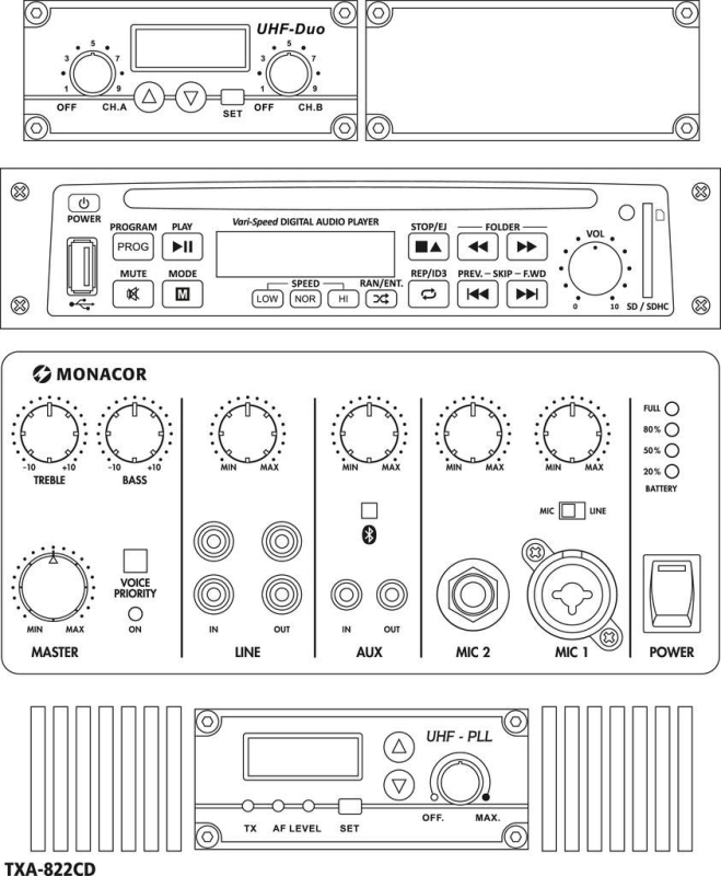 TXA-822CD transportables Verstaerkersystem
