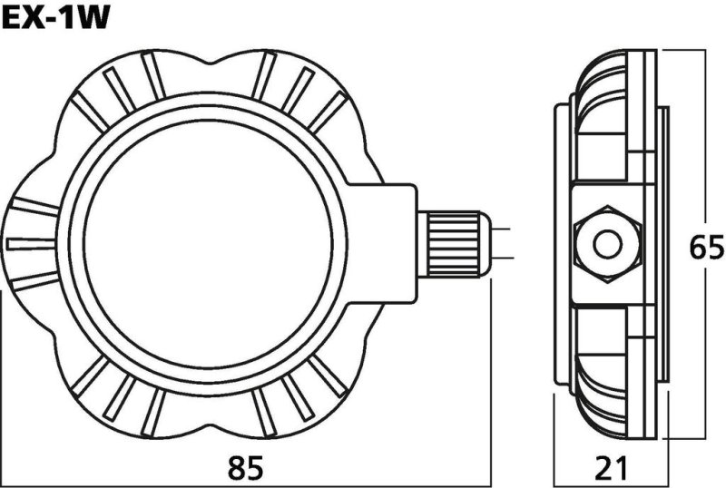 Maßzeichnung des MONACOR EX-1W Audio-Exciters