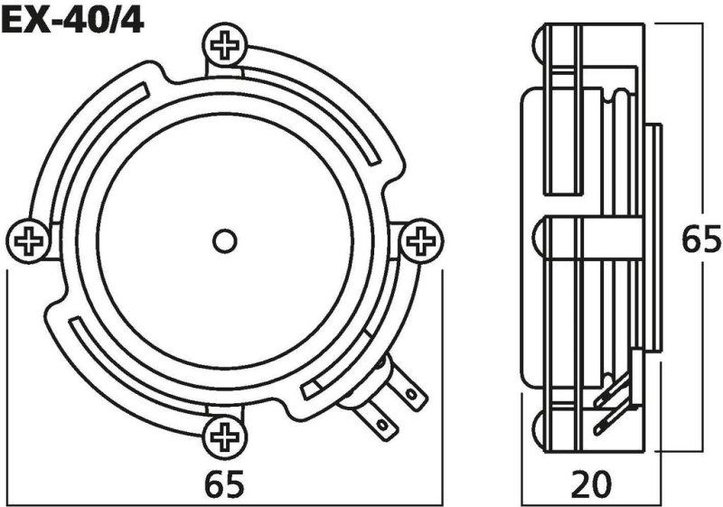Maßzeichnung des MONACOR EX-40/4 Audio-Exciters