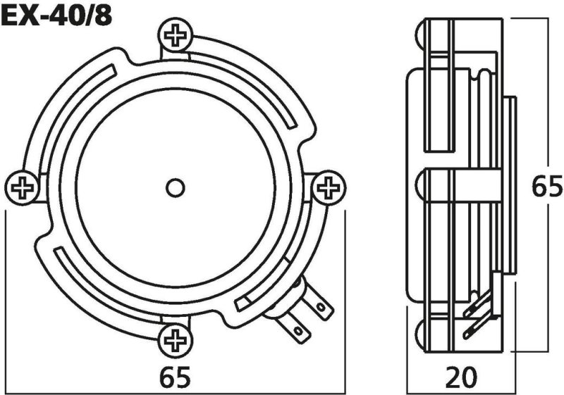 Maßzeichnung des MONACOR EX-40/8 Audio-Exciters