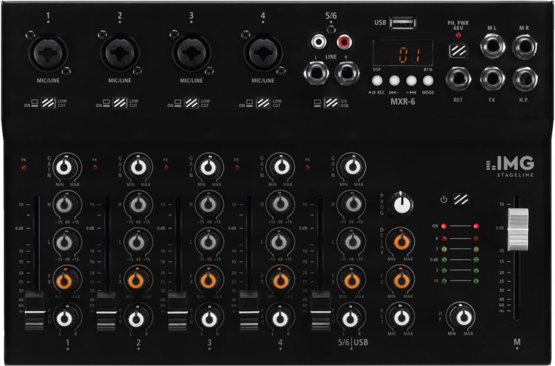 IMG STAGELINE MXR-6 – 6-Kanal-Mischpult mit USB und Bluetooth