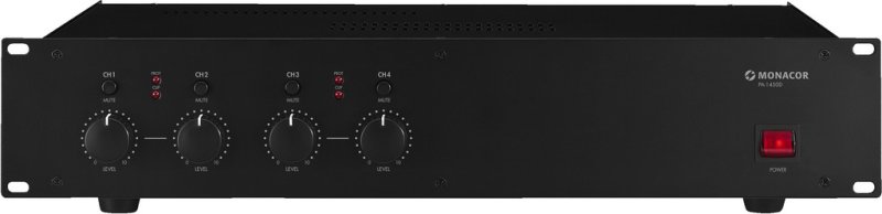 MONACOR PA-1450D – 4-Kanal-100-V-Verstärker, 4 x 50 W
