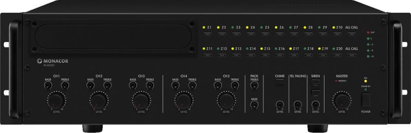 MONACOR PA-6020Z – 20-Zonen-ELA-Mischverstärker, 600 W
