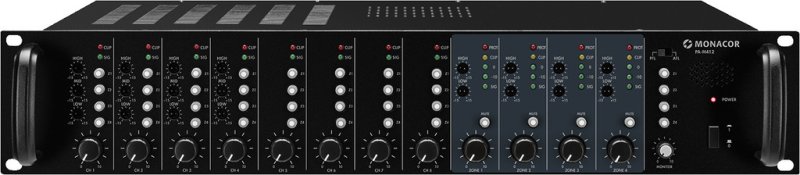 MONACOR PA-M412 – 4-Zonen-ELA-Matrixverstärker, 4 x 120 W