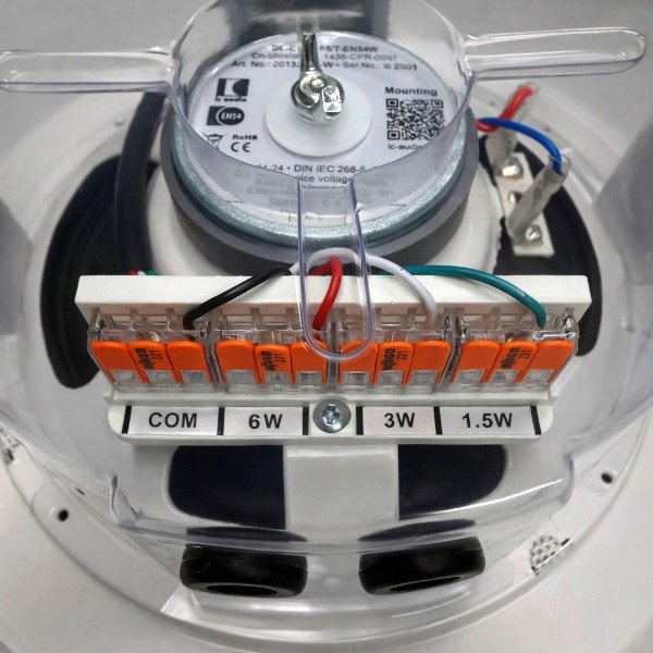 EN 54-24 Deckenlautsprecher 100 V, 6 W, weiß, WAGO-Klemme – DL-E 06-165/T-EN54W