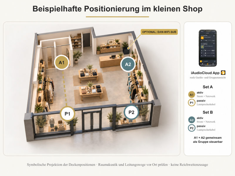 Beispielhafte Bodenposition des optional wählbaren DAN-WiFi-SUB