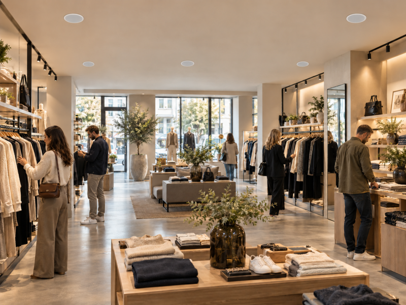 Ladenbeschallung für mittlere Shops – WLAN-Deckenlautsprecher-Set