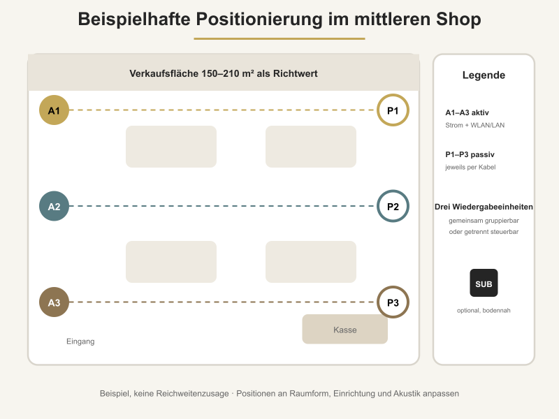 Anwendungsplan mit drei Aktiv-Passiv-Paaren und optionaler SUB-Position
